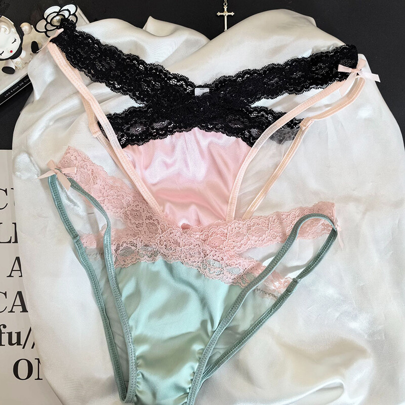 Pack Of 6 Womens Sexy Panties Satin Thong Bikinis Intimate Lace Underwear Briefs