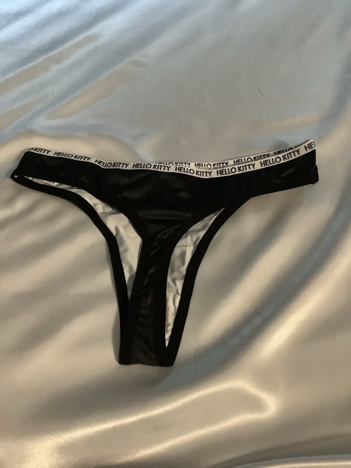 Women’s Teens Hello Kitty Thong Panties Black White Leopard Cartoon 3pk Medium