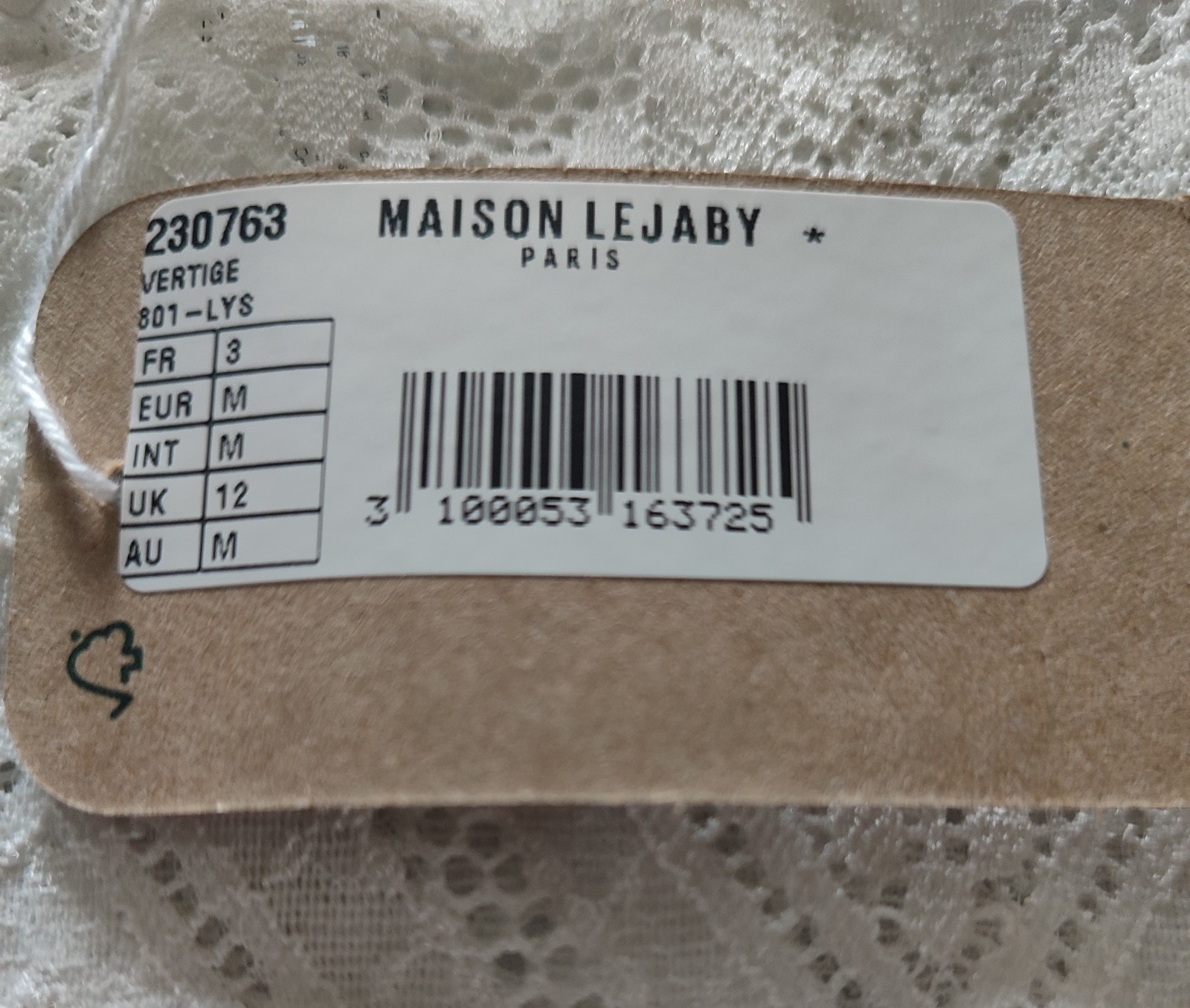 Maison Lejaby Paris Vertige Lily Jacquard French Lace Briefs UK 12 RRP £45 BNWT