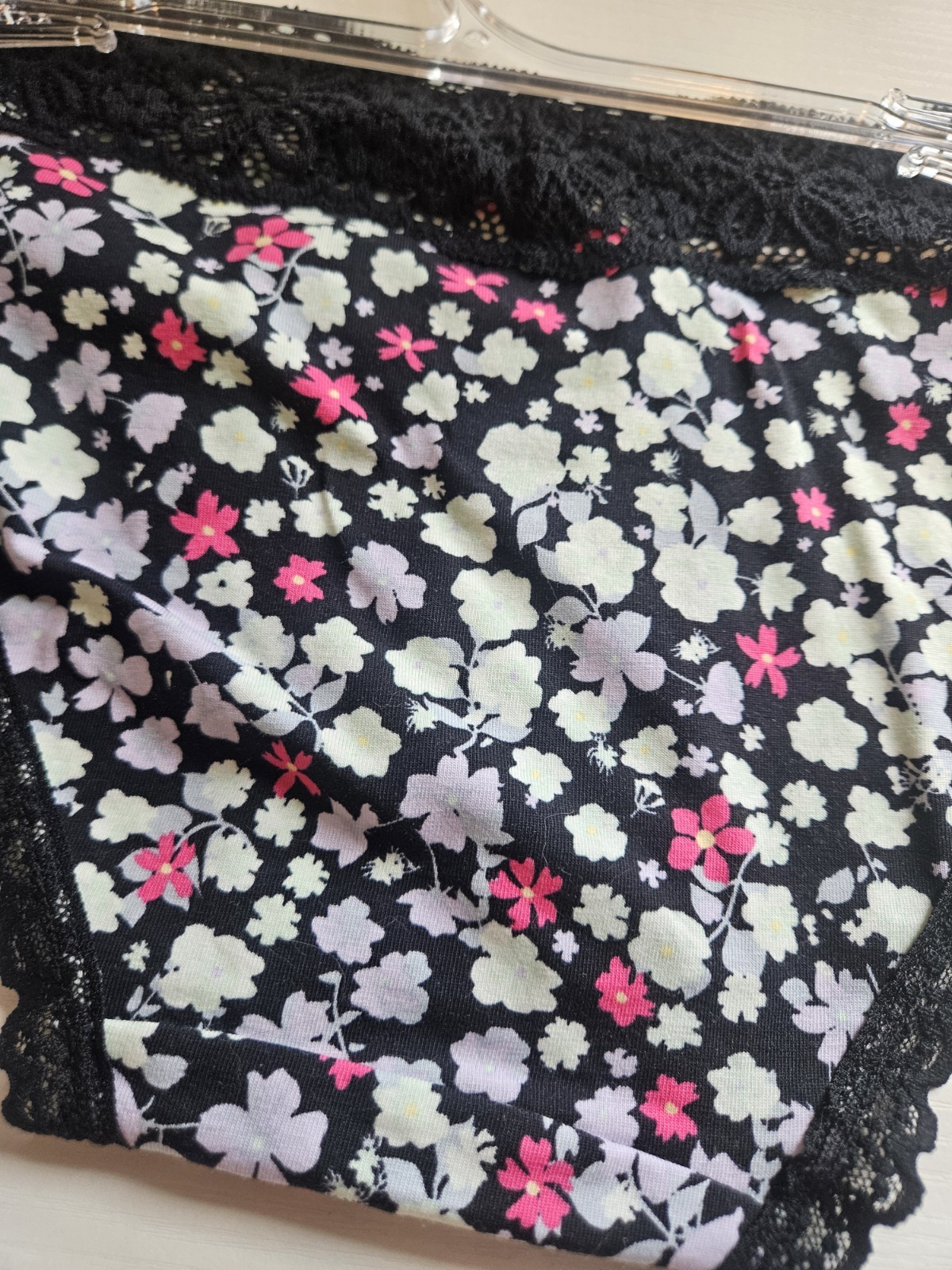 SO Black Floral Lace Bikini Bottoms Panties