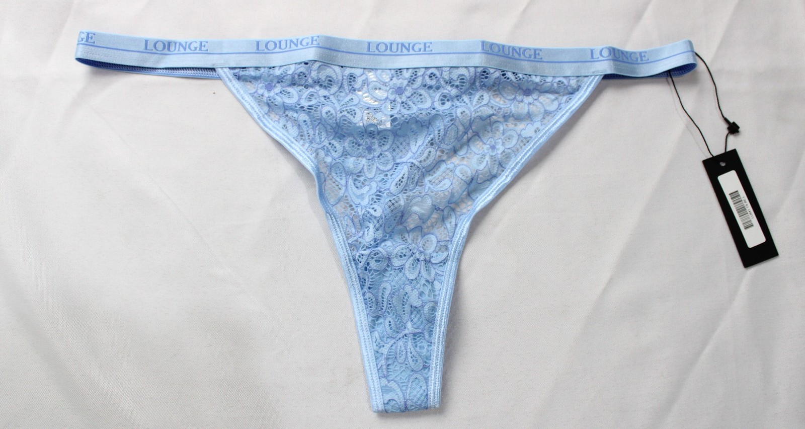 Lounge Women’s Balcony Two-Tone Mesh Floral Lace Thong DH3 Blue Large NWT