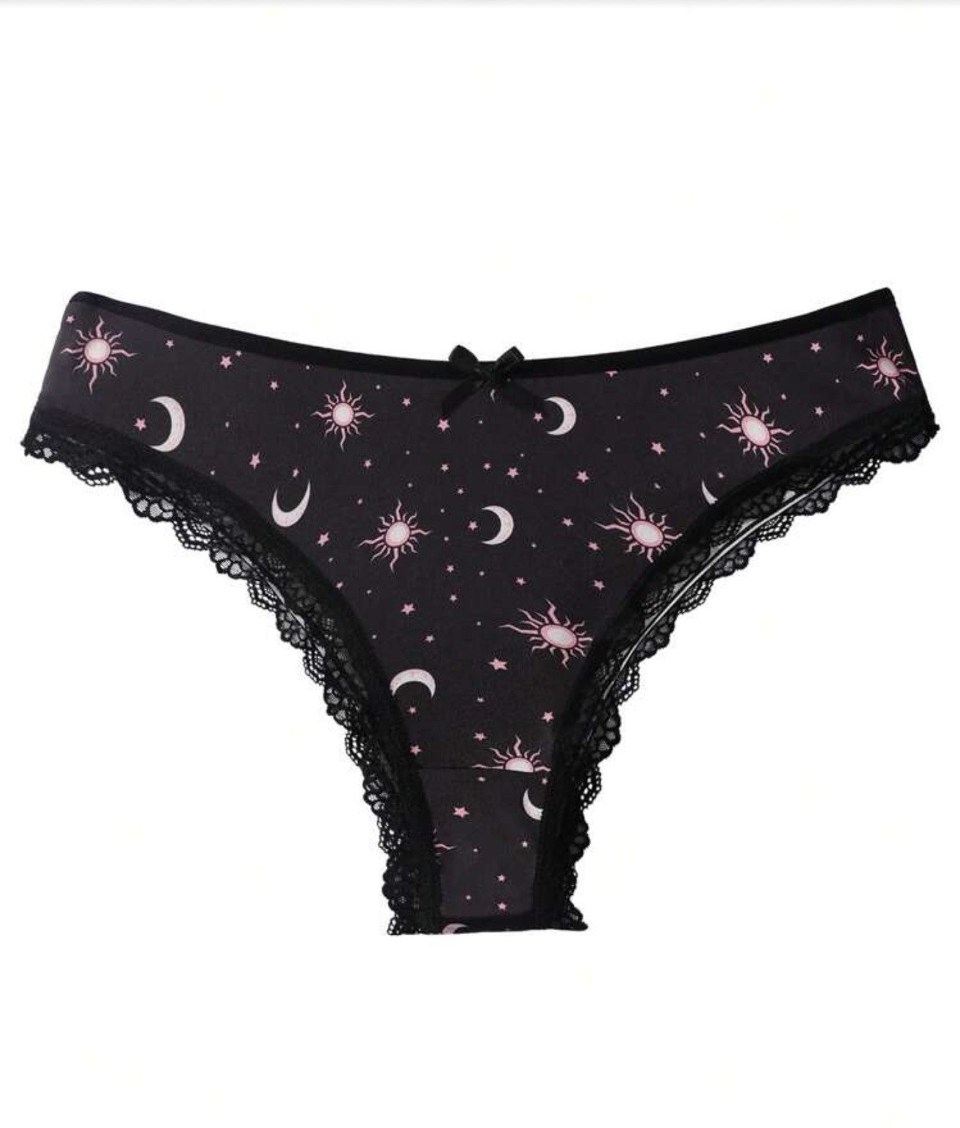 Women’s Teen’s Celestial Stars & Moons Bikini Panties Lace Stretch 4pk (8) Large