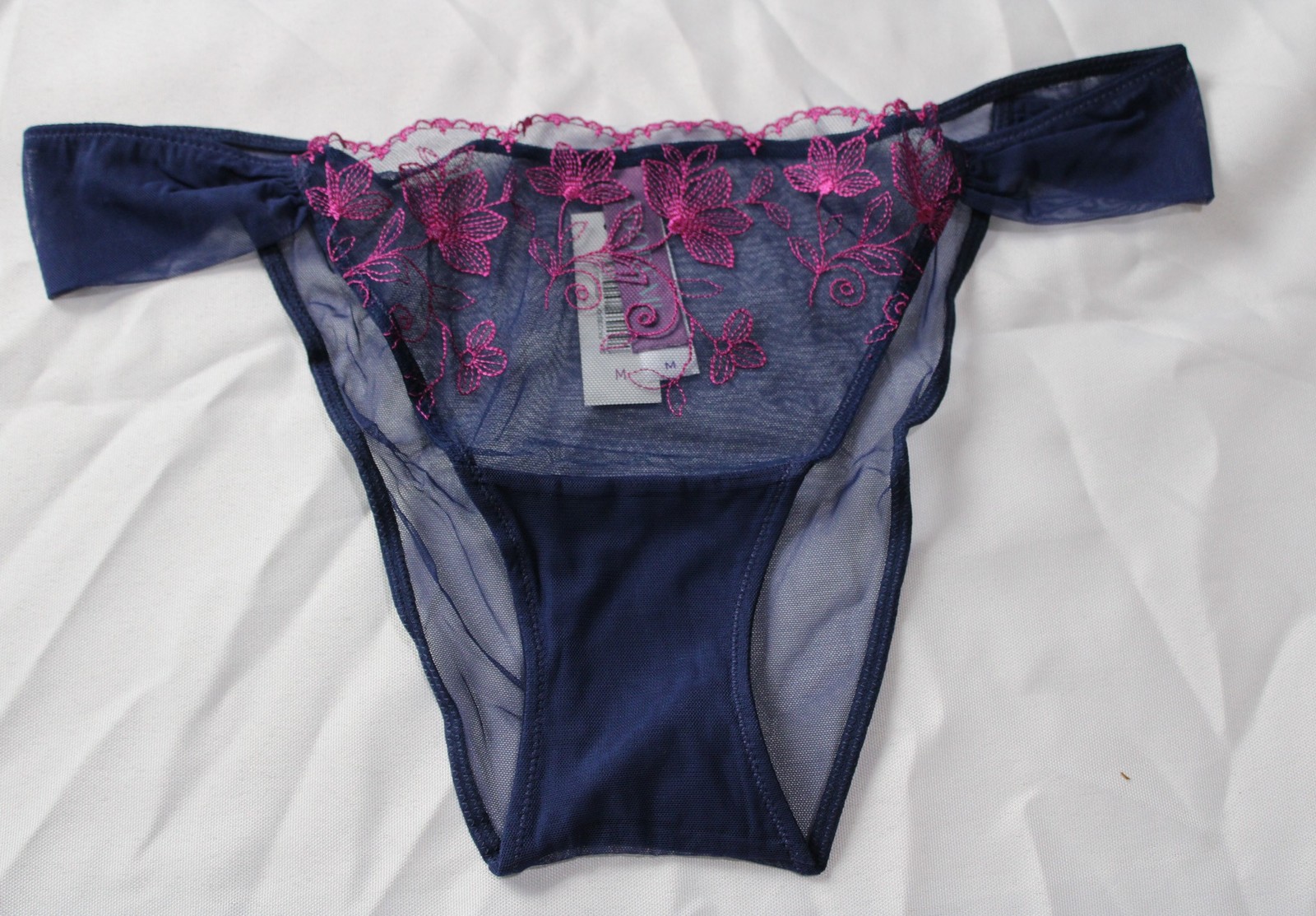 Adore Me Women’s Mesh Embroidered Sofia Cheeky Panty ZG3 Dark Blue Medium NWT