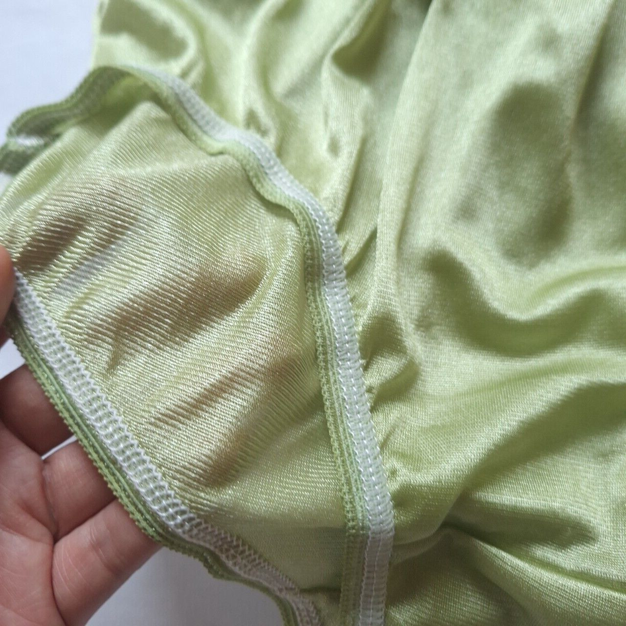 6 Green Nylon Panties Underwear Silky Soft Smooth Briefs High Waist 30″-36″L