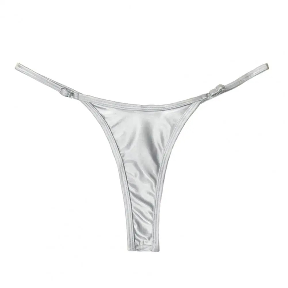 Glossy G String Panties Low Waist Adjustable Strap Thong Briefs Women Swim
