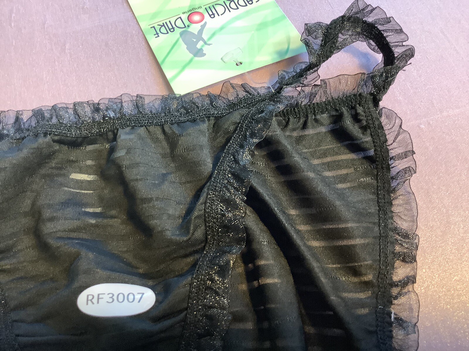 Women Panties Bikinis CAPRICIA O’DARE size L/7 Striped Transparent W/decoration