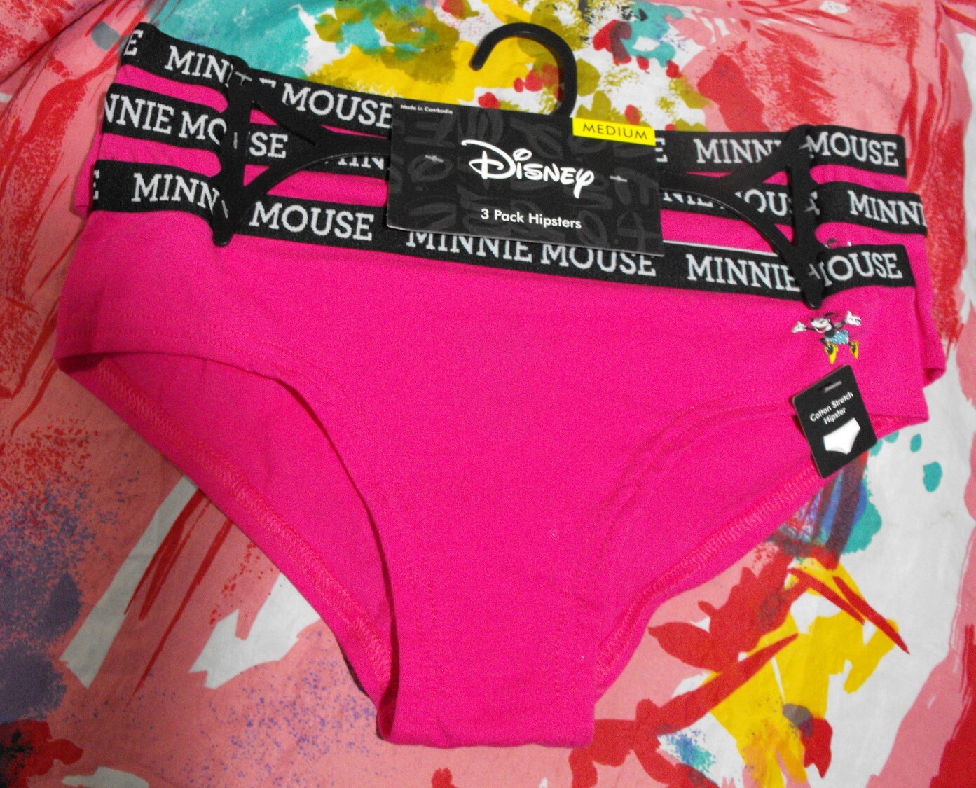 3 NEW DISNEY BRIEFLY STATED 43MW815X1HZA F MINNIE MOUSE COTTON HIPSTER PANTIES M