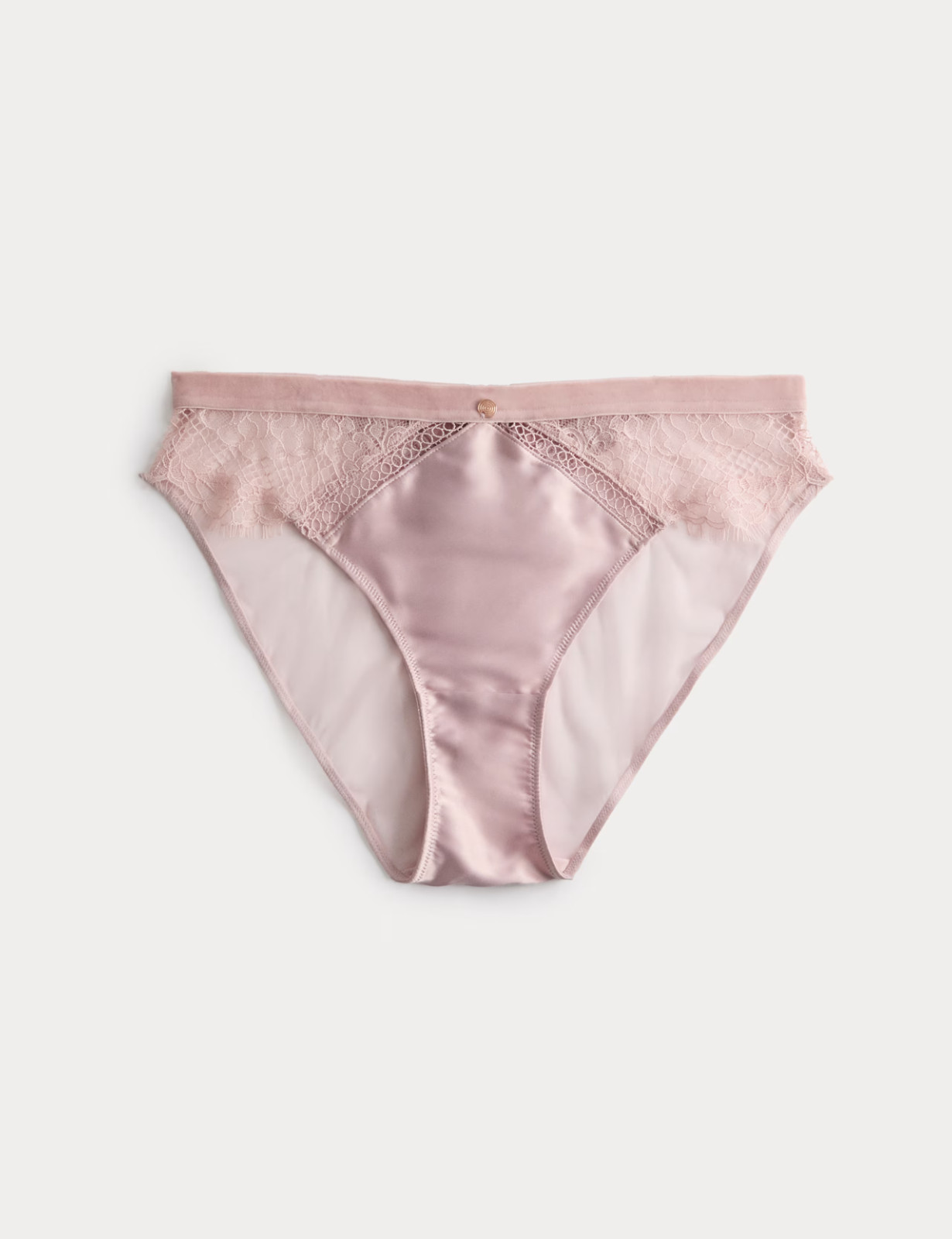 BNWT M&S Rosie Pink Swiss Embroidery, satin & velour high leg knickers