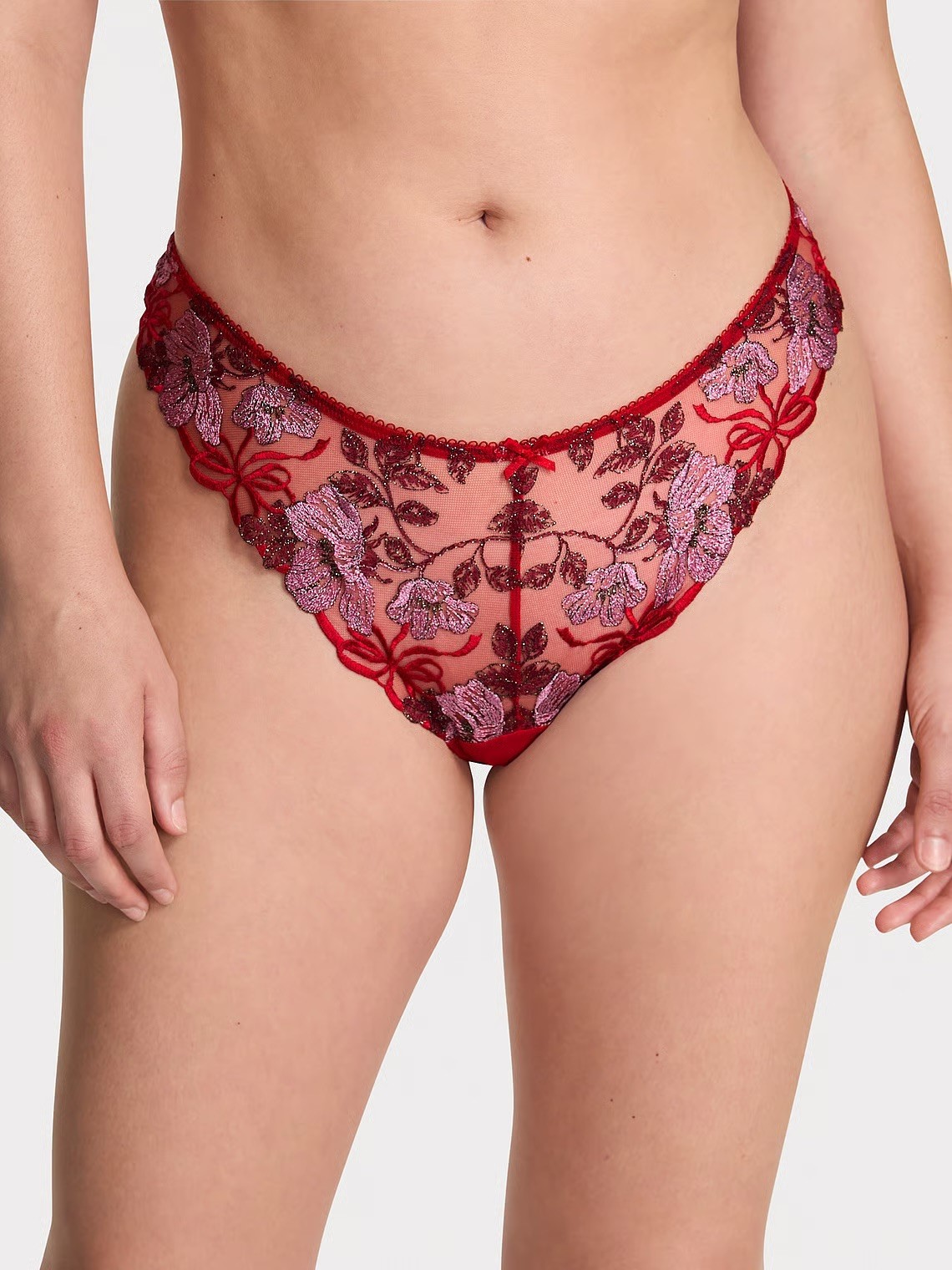 Victoria’s Secret Dream Angels Beautiful Bows Embroidery Brazilian Panty MED NWT