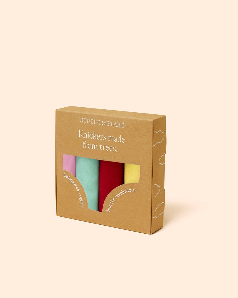 Stripe and Stare Bon-Bon Brights Sustainable Original Knickers 4 Pack Gift Boxed