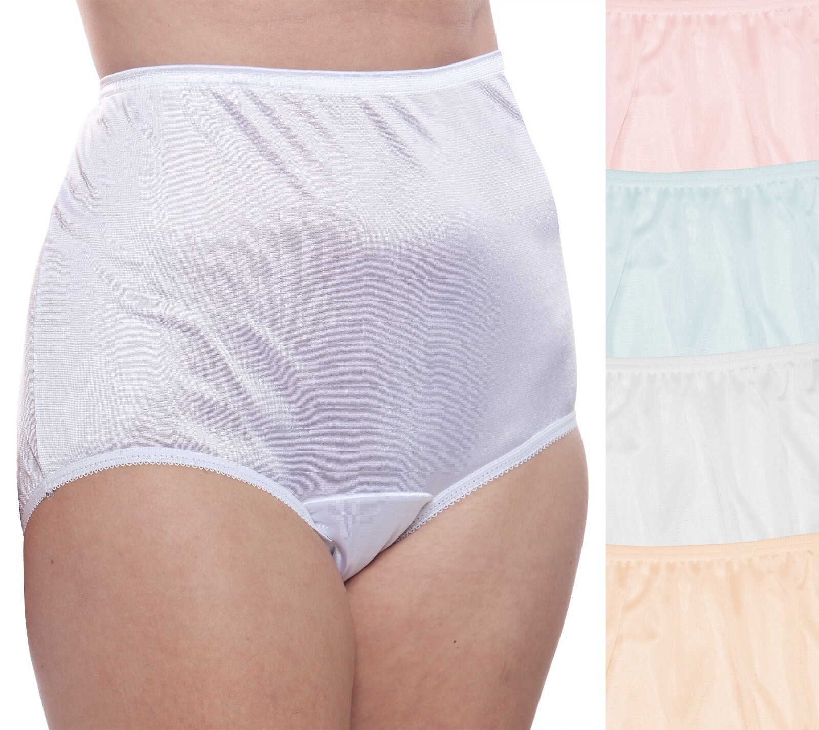Women’s Classic, Nylon, Full Coverage Brief Panty 4 Pack by Teri Lingerie