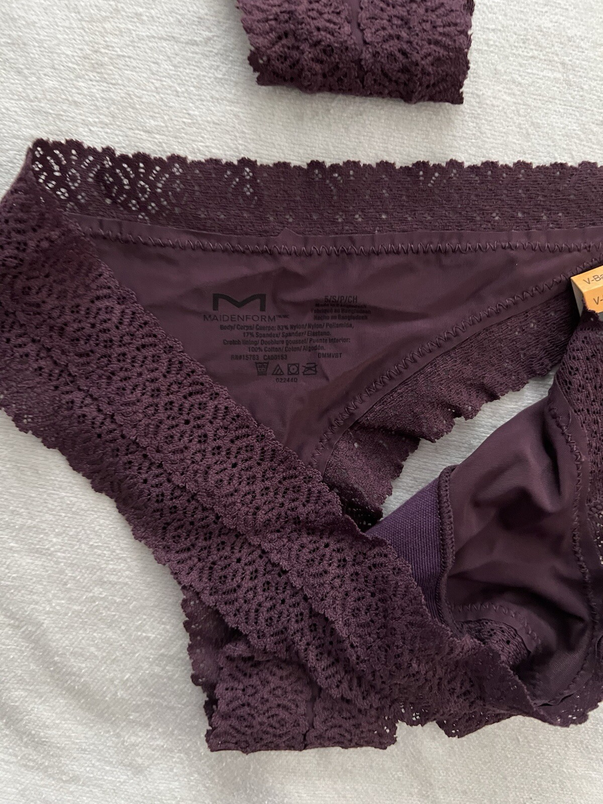 NEW Maidenform DMMVBT Quartz Purple V Back Thong 3 Pair Small 5 Women’s Thong