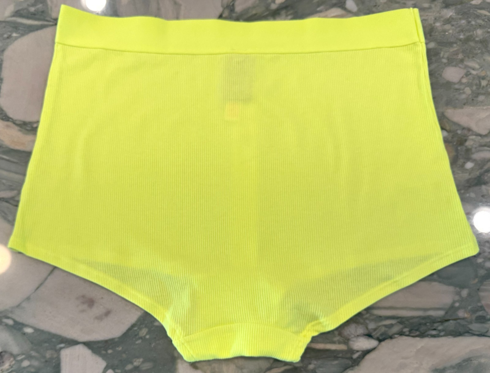 NEW Victoria Secret PINK High Waist Shortie Boyshort – RIBBED – Neon Lemon – XXL