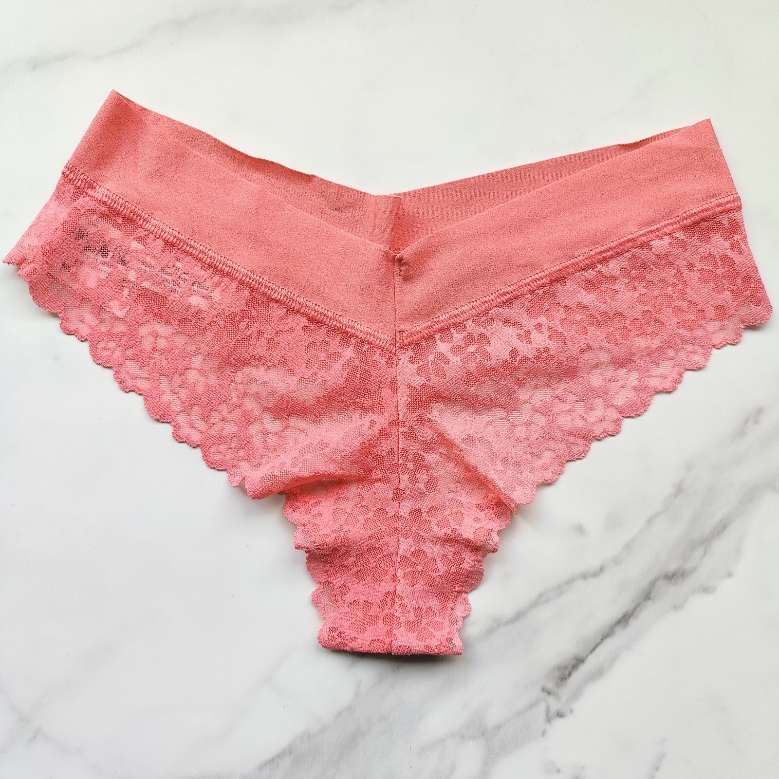 PINK Victoria’s Secret No-Show Floral Lace Thong Panty Crazy For Coral S/M/L/XL
