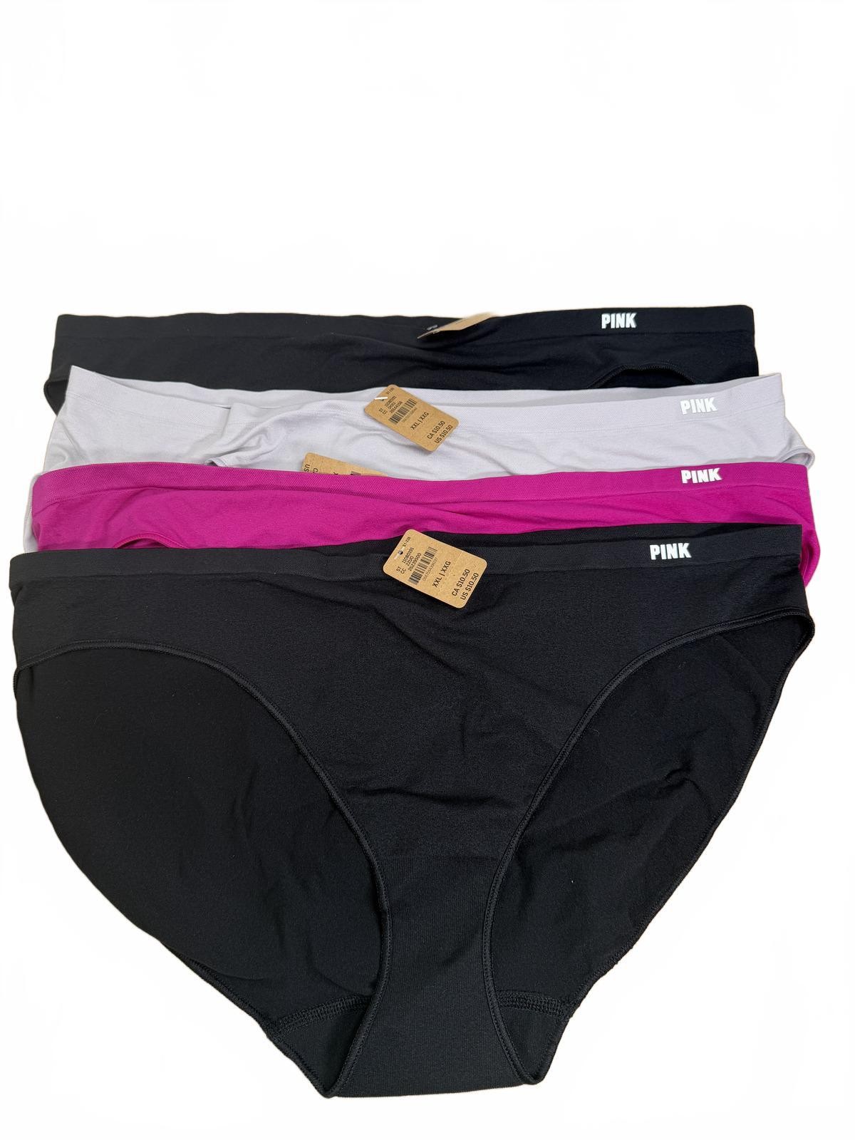 NEW 4 Pair Victoria’s Secret PINK Bikini Panties XXL Assorted Colors No Show