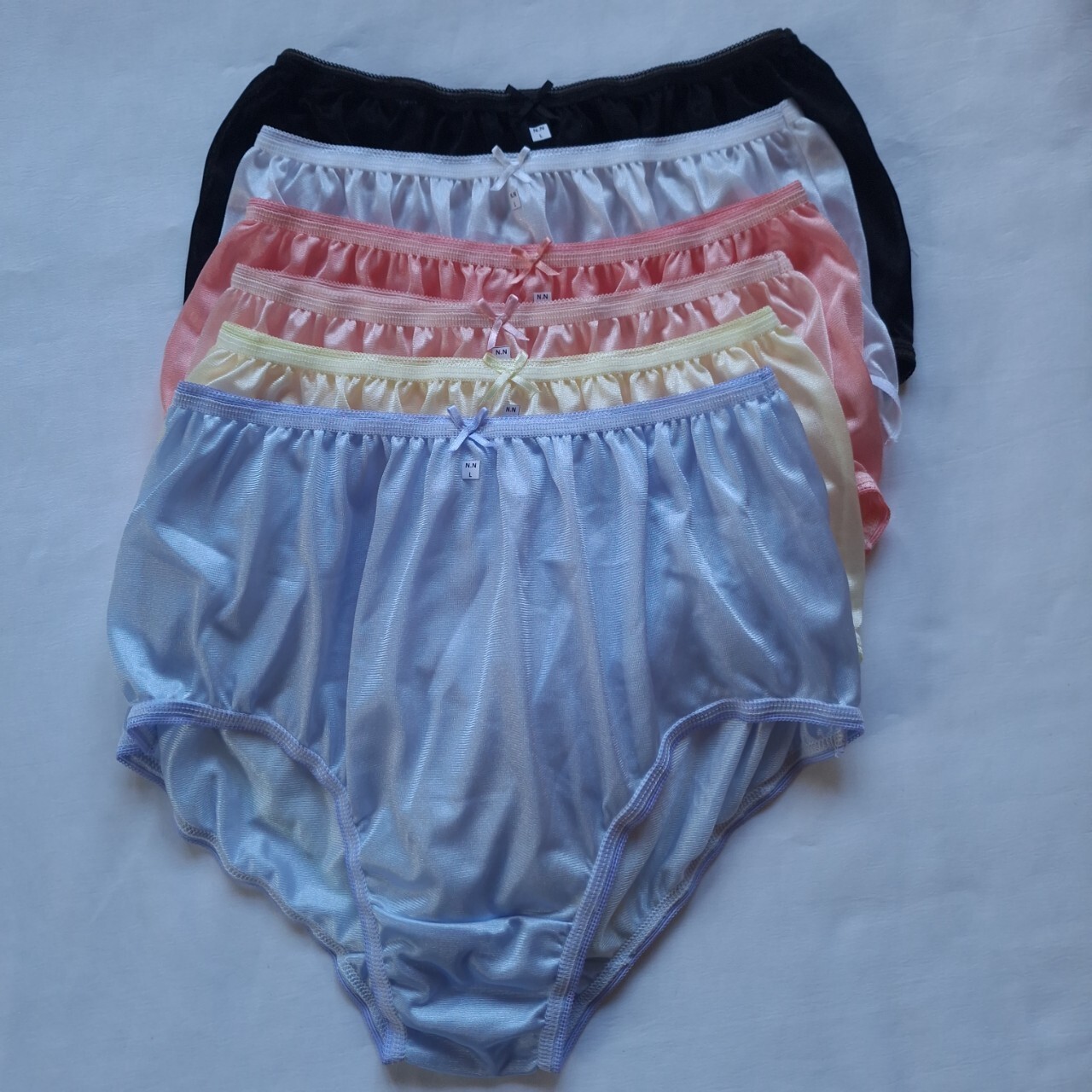 6pcs Nylon Panties Underwear Woman Silky Soft Smooth Briefs High Waist 30″-36″ L