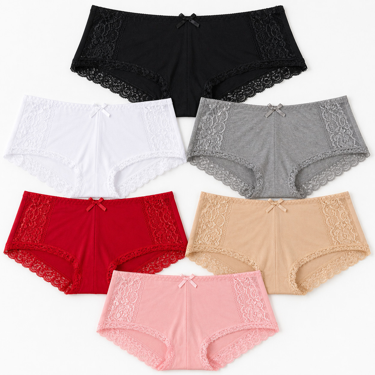 6 Pack Size M Women’s Low Rise Lace Hipster Panties Bikini Underwear Lingerie
