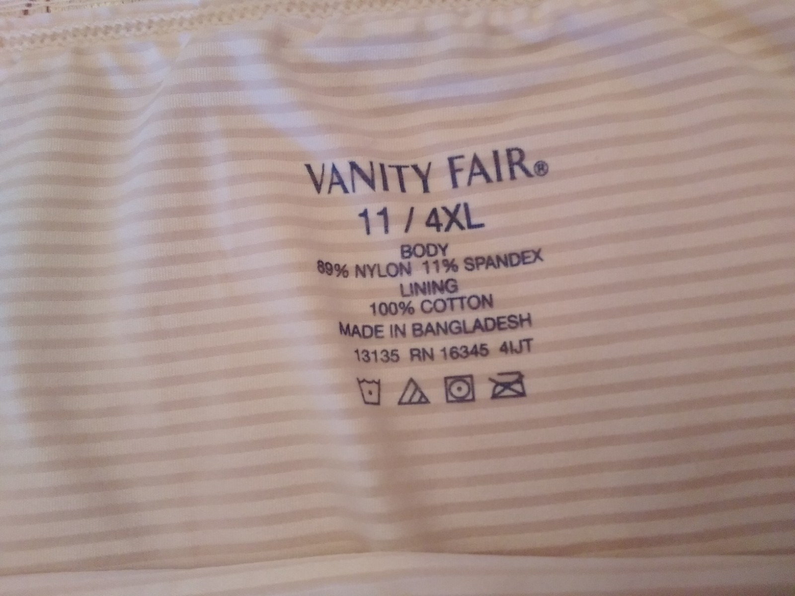 Panties Vanity Fair SZ 11 4XL 100% Soft Nylon Silky Striped Sissy Grannie