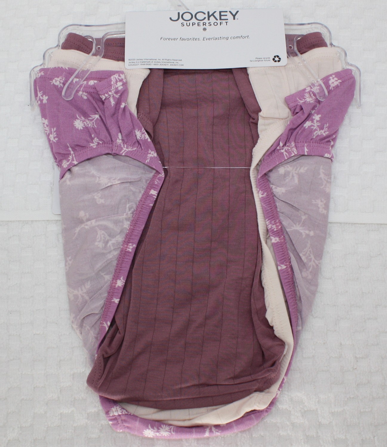 NWT set of 3 JOCKEY 2371 BREATHES and COOLS FRENCH CUT LILAC FLORAL PLUM PEACH