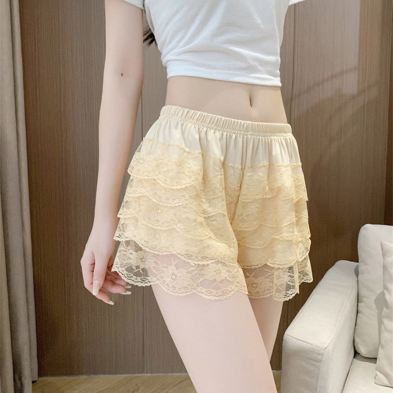 Lady Floral Underpants Lace Ruffle Layered Tiered Shorts Knickers Panties Summer