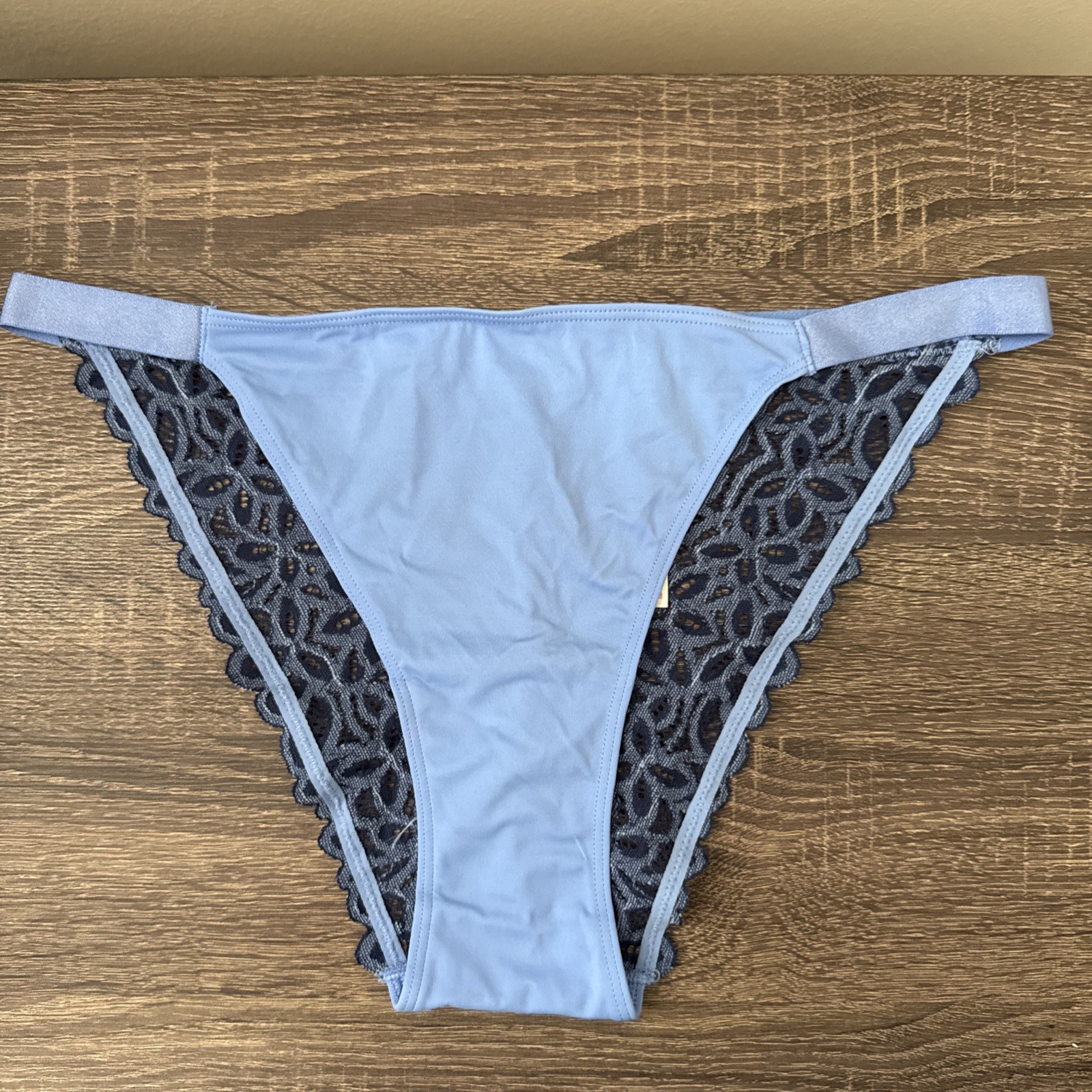 Pink By Victoria’s Secret, Large Blue Floral Lace Back French Cut Bikini Panties