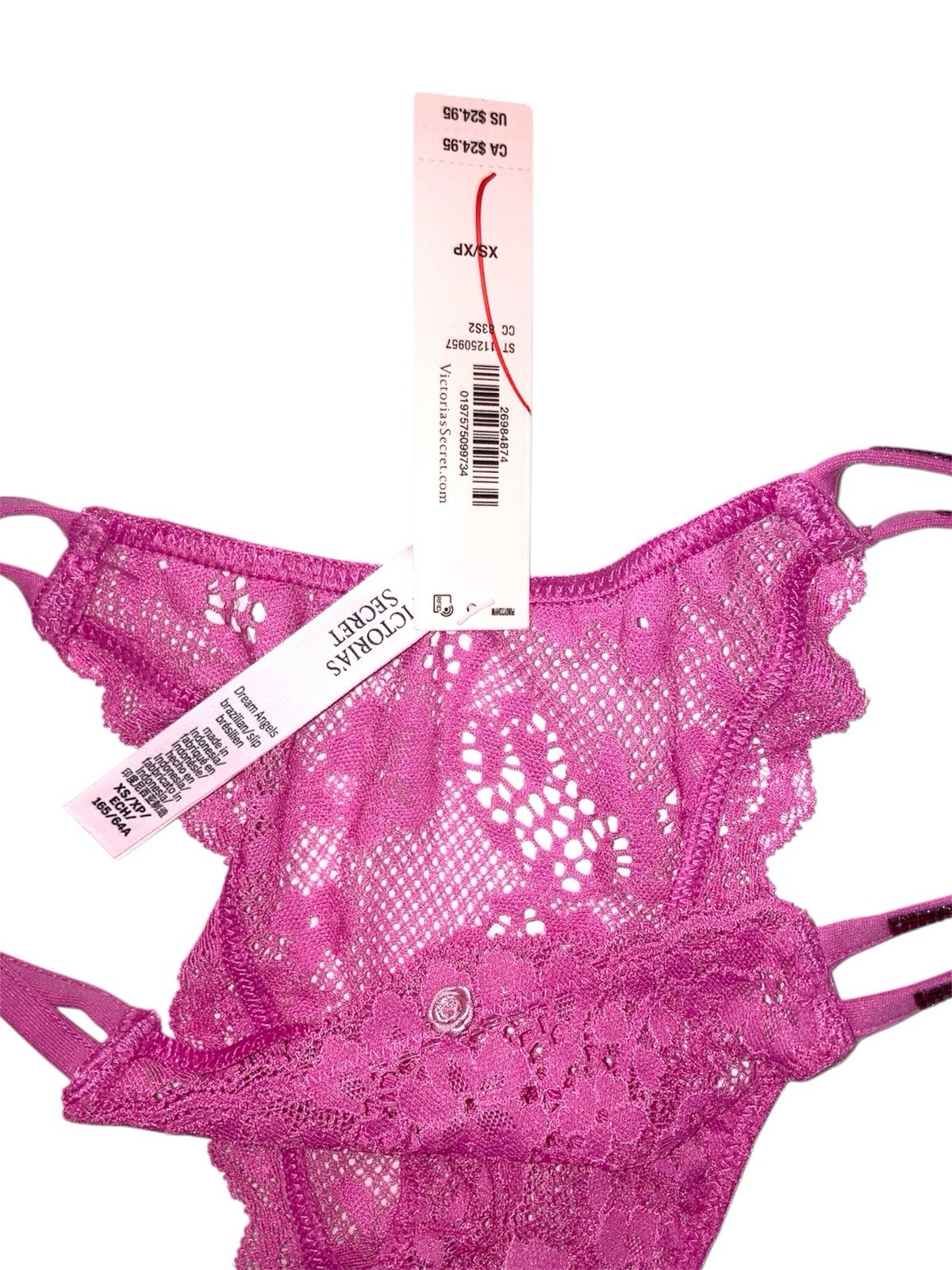 Victoria’s Secret DREAM ANGELS Double Shine Strap Lace BRAZILIAN Panty XS – NWT