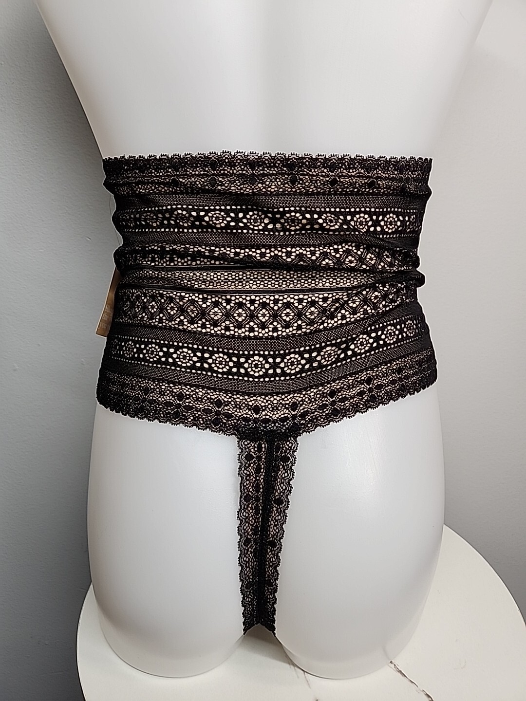 Nwt Popilush Shapewear High-waisted Underwear Lace Thong Black Size XXL