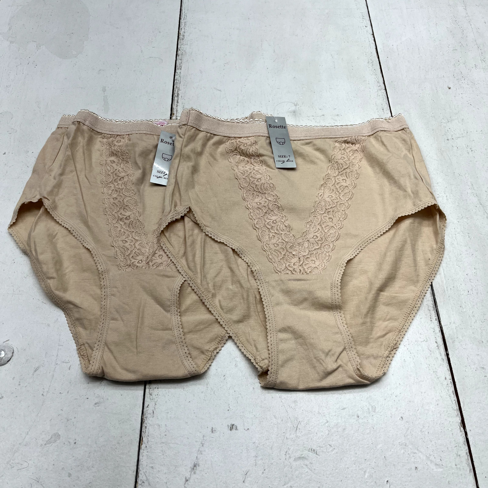 Rosette Beige 2 Pack High-Waisted Brief Underwear Women’s Size 7 NEW