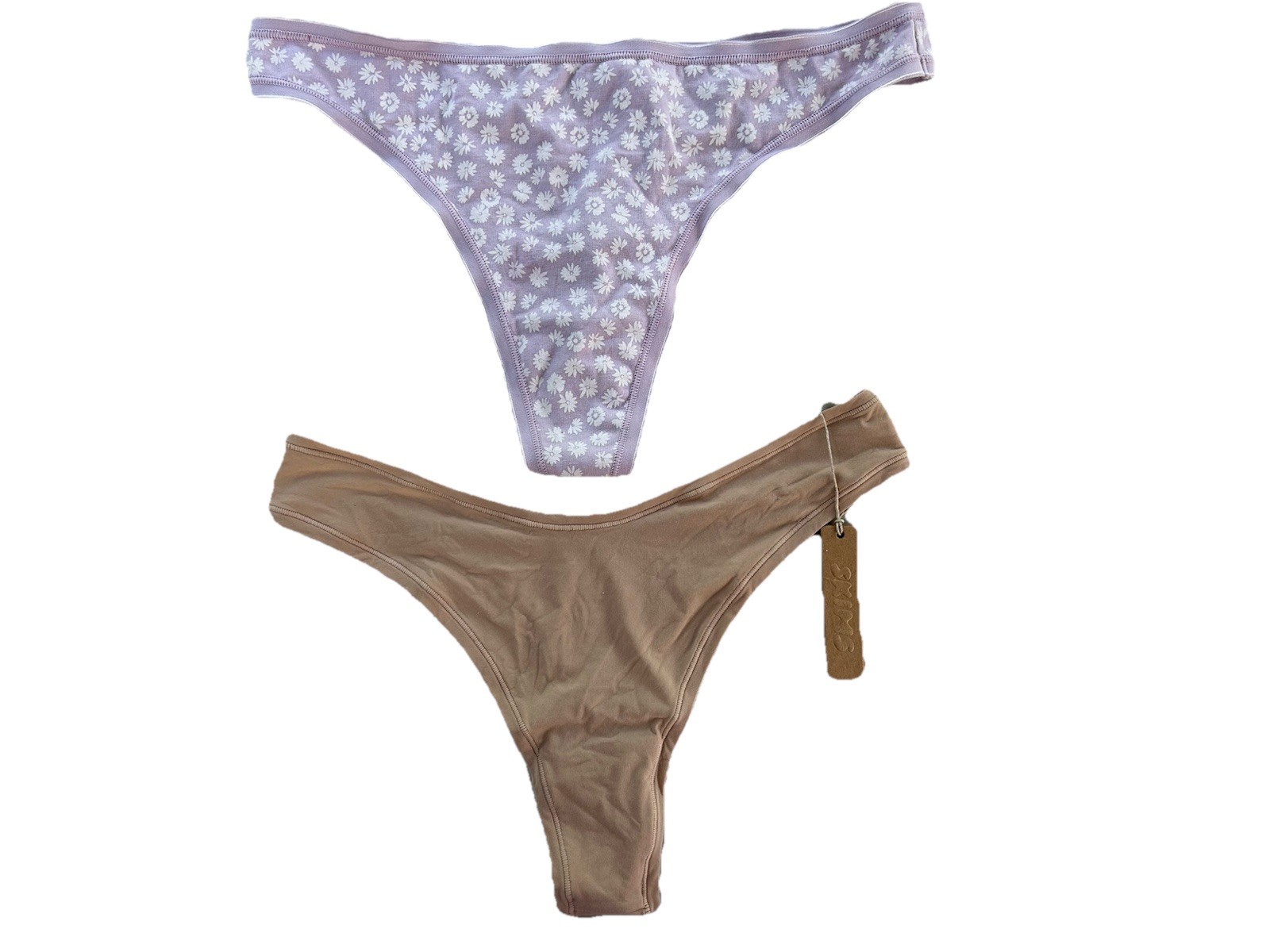 SKIMS Women’s L Dipped Front Clay Thong Underwear And GAP Purple White Floral