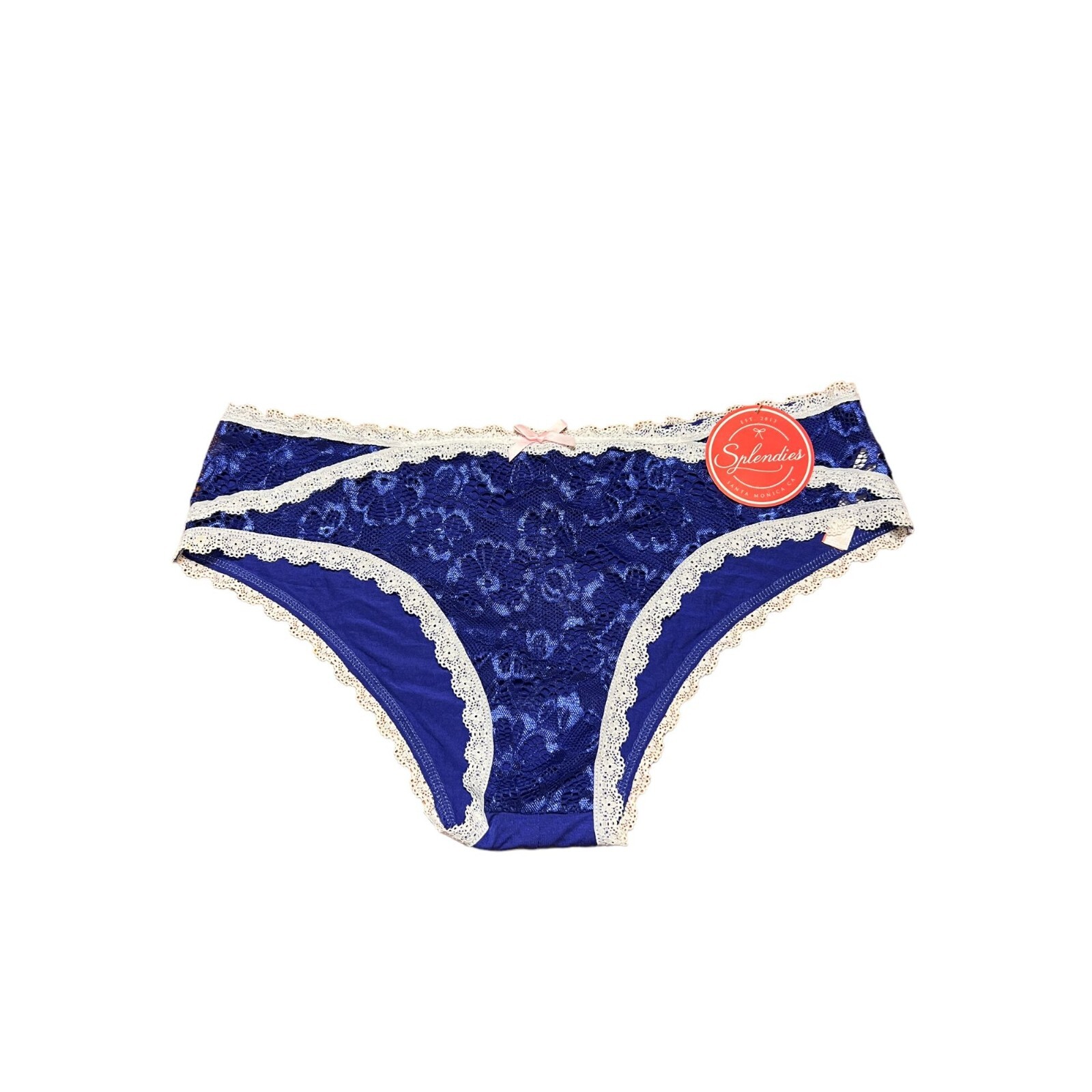 Splendies Royal Blue Womens Panties Underwear White Lace Front Size 1X NWT