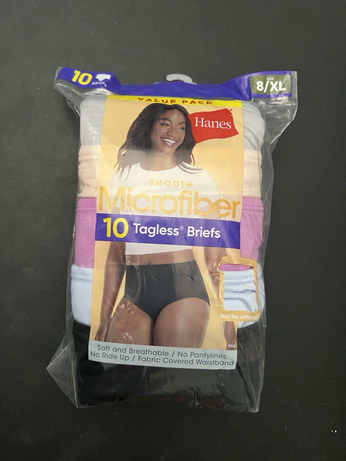 10-Pack HANES Women’s Size 8/XL Microfiber Tagless Briefs Smooth Cool Comfort