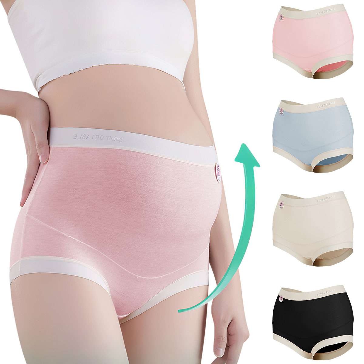 1-4Pcs Women Underwear High Waist Briefs Panties Stretch Maternity Comfy Fiber