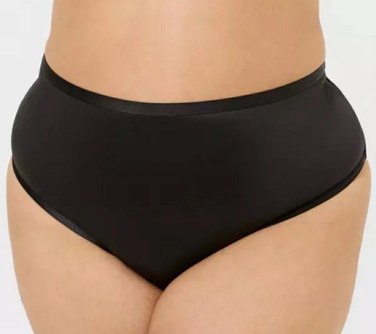 Torrid Shine Black Satin Open Back & Gusset Cheeky Panty Size 1 1X 14-16 NEW