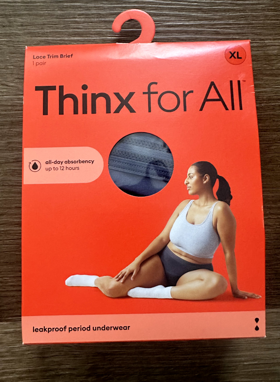 Thinx for All All Day Absorbency Leakproof Period Underwear Lace Trim Storm XL