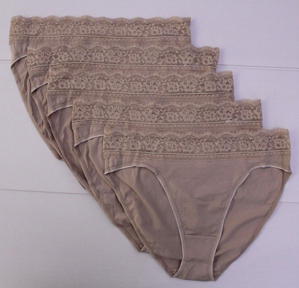 Ex M & S Ladies 5 Pack Cotton Lycra High Legs Briefs Knickers Underwear 6 to 24