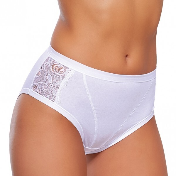 6 Slip midi da donna alto in cotone modal elastico pizzo Jadea 533 elasticizzato