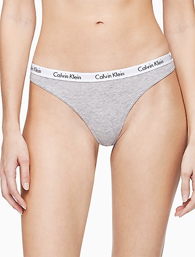 S Calvin Klein Carousel Logo Cotton Thong Panties Underwear Lot of 2 Black Gray