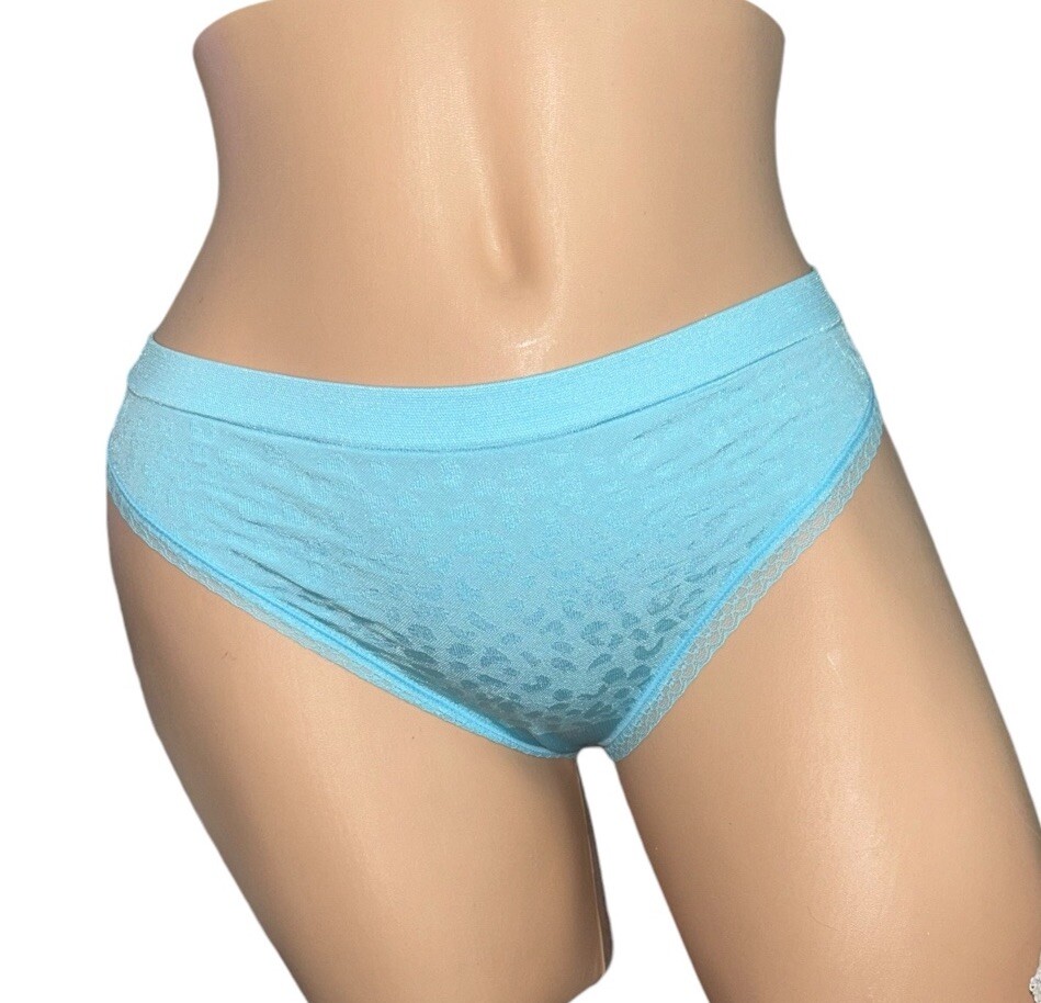 Victoria’s Secret Pink Panty Lace Thong Animal Print Blue Large NWT