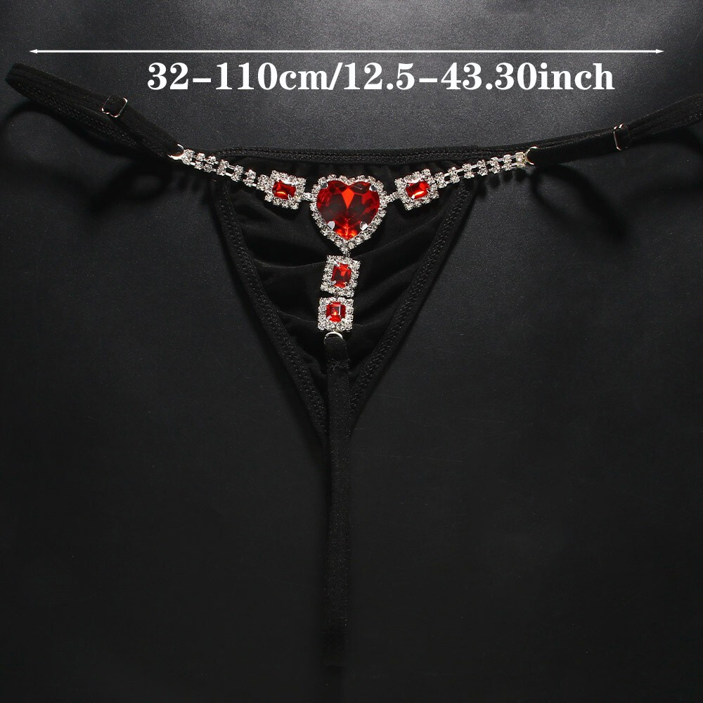 Red Heart Thong,Crystal G String Panties,Rhinestone T-back Women Sexy Briefs