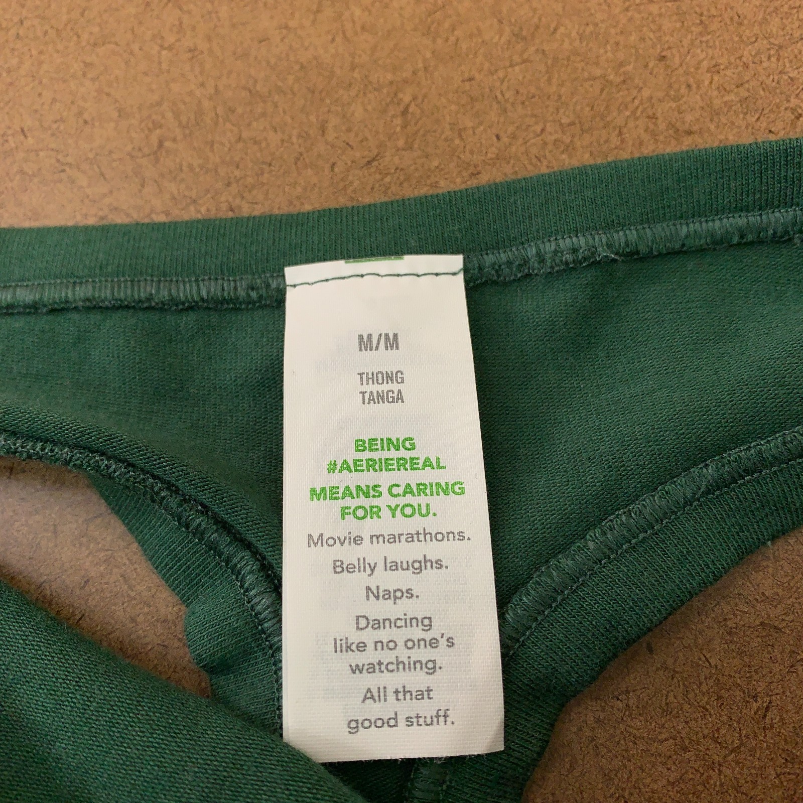 Aerie Womens Size Medium Black Green Thong Panty 3 Pieces New