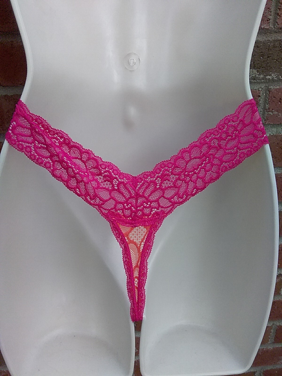 Vtg 90’s Pink & Peach Lace Thong Panties “NEW” FAMOUS MAKER No Tags 3pr XL *READ