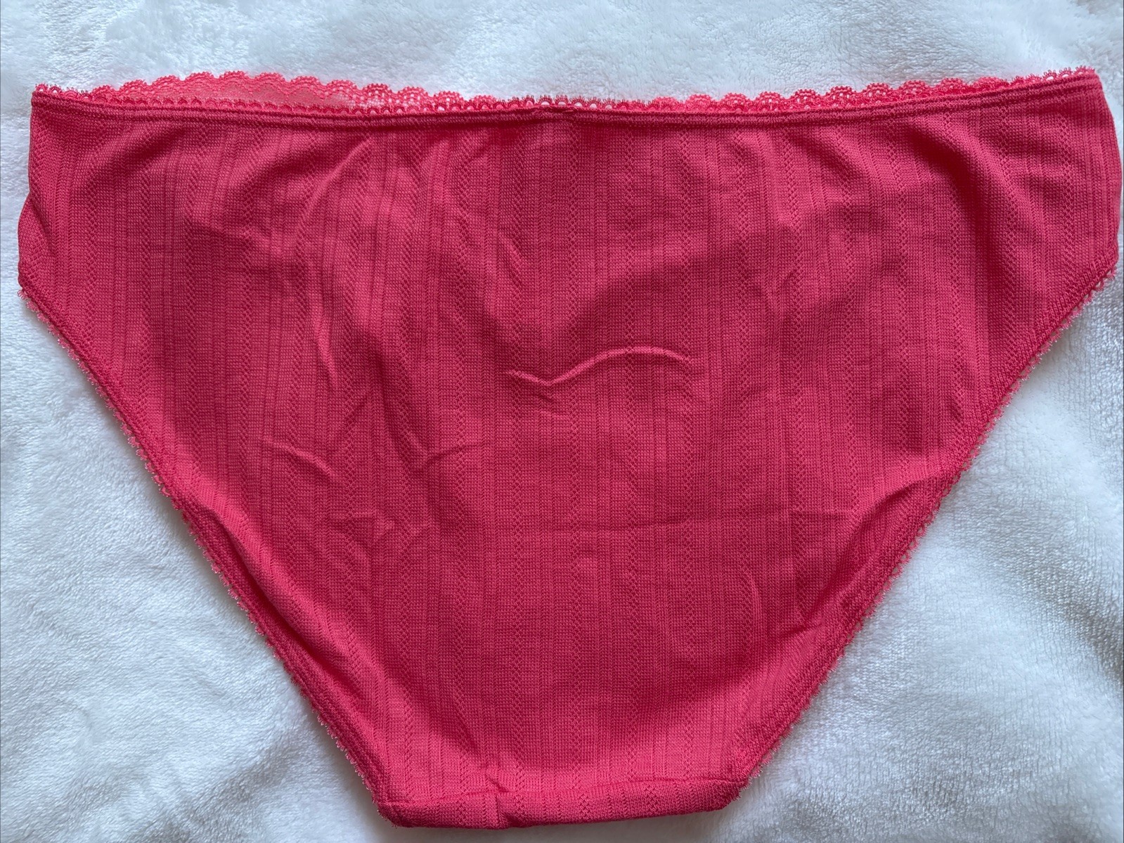Victoria’s Secret Panties Bikini Panty Stretch Pointelle Dark Coral Mesh Large L