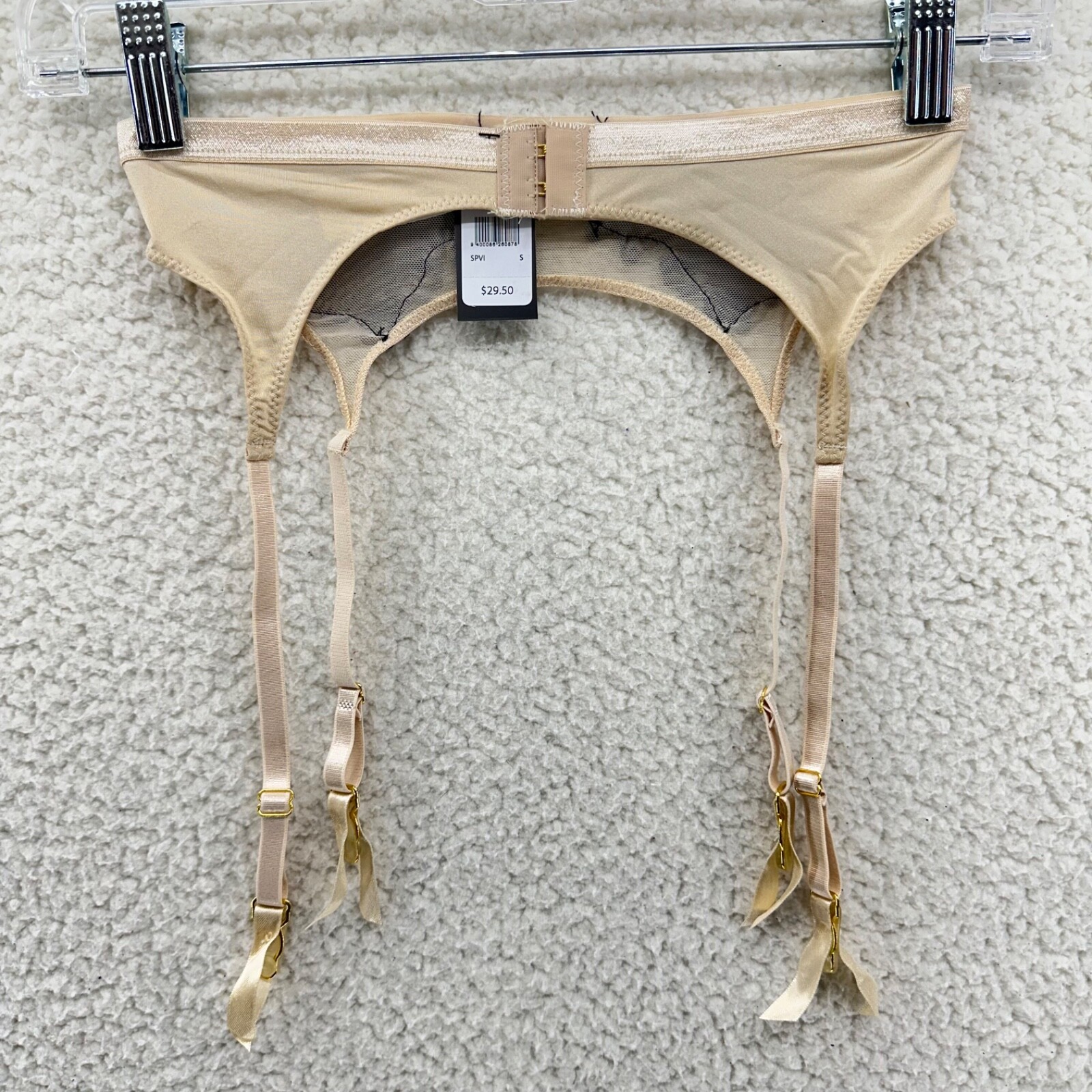 Frederick’s of Hollywood Leonia X11-2246 S Nude Black Lace Garter Belt Stocking