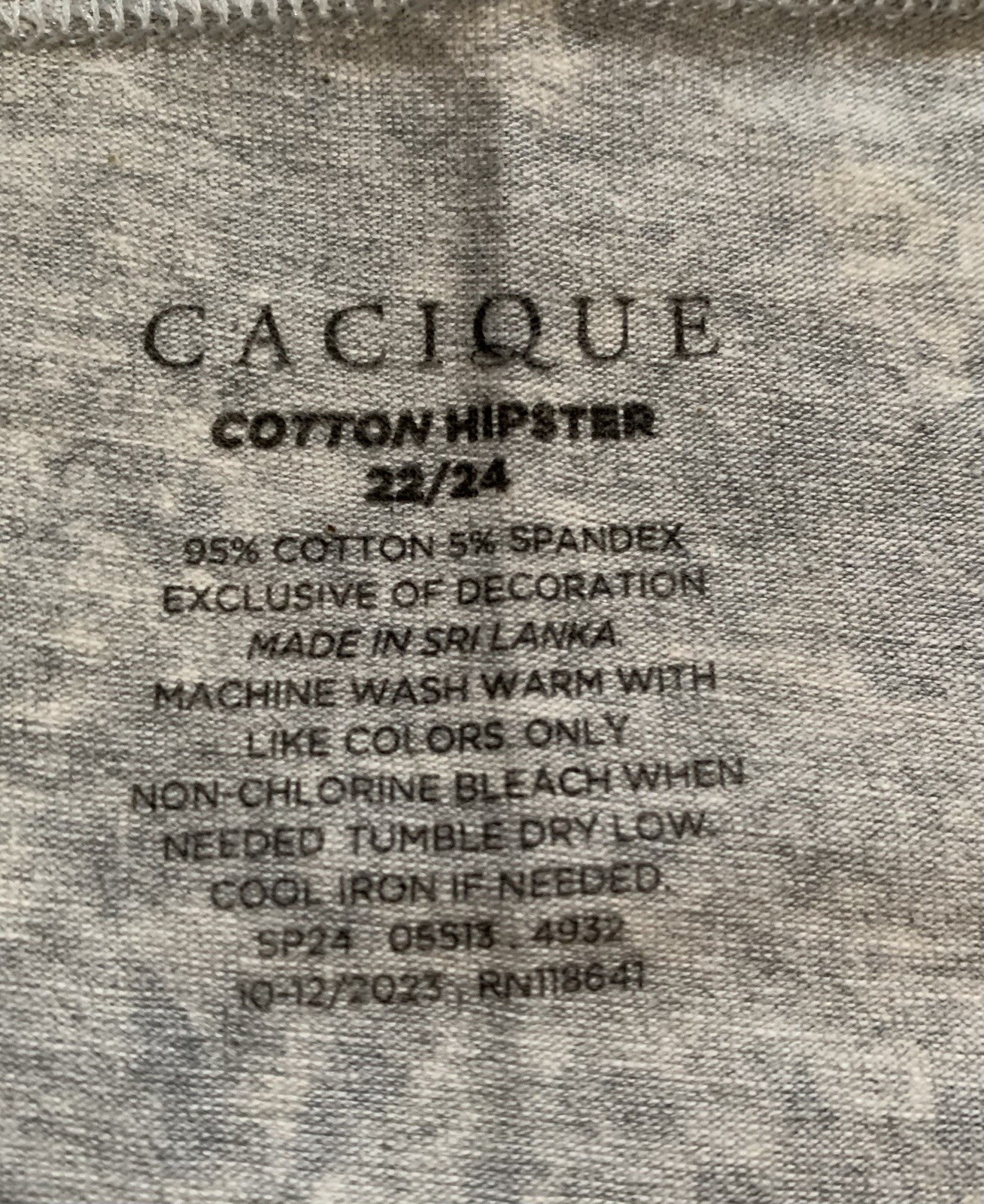 Plus Size 22/24 Lane Bryant Cacique Hipster Cotton Panty Gray Navy Blue Flower