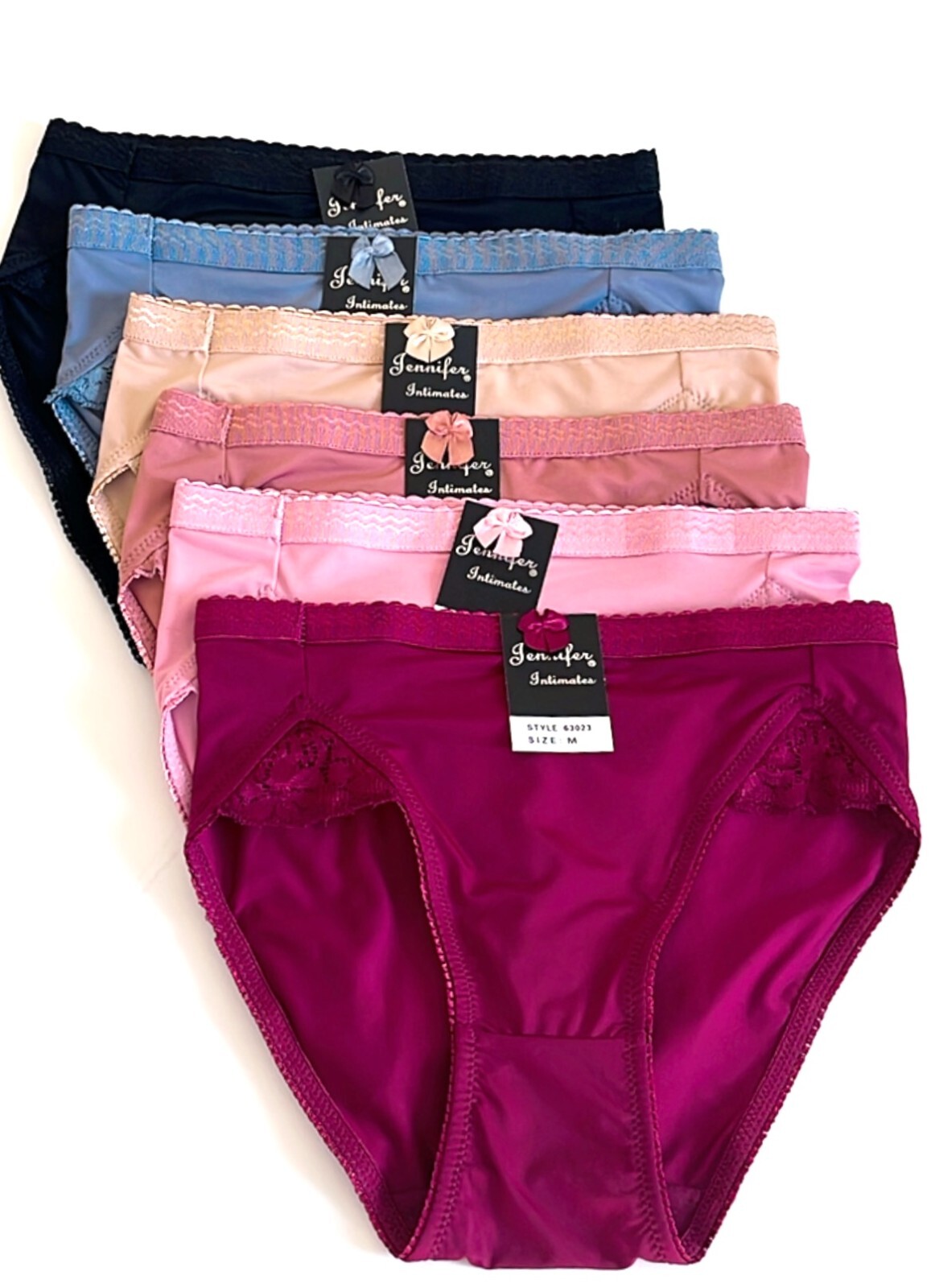 6 Pack Women’s Briefs Bikini High cut Panties Undies Satin Silky Cool 63023 Sz L
