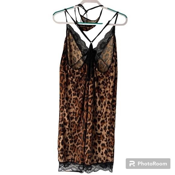 Women’s Plus Size Leopard Lingerie Chemise BabyDoll Night Dress + Thong, 22-24