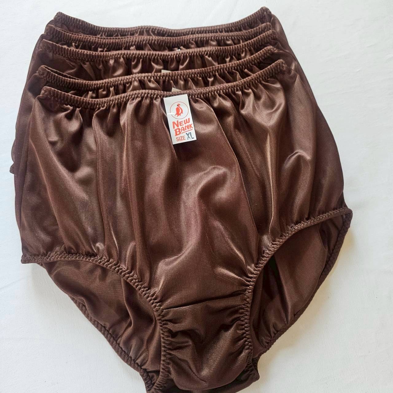 6 Nylon Underwear Panties Comfort Woman Man Briefs High Waist 36″-42″ XL/Brown