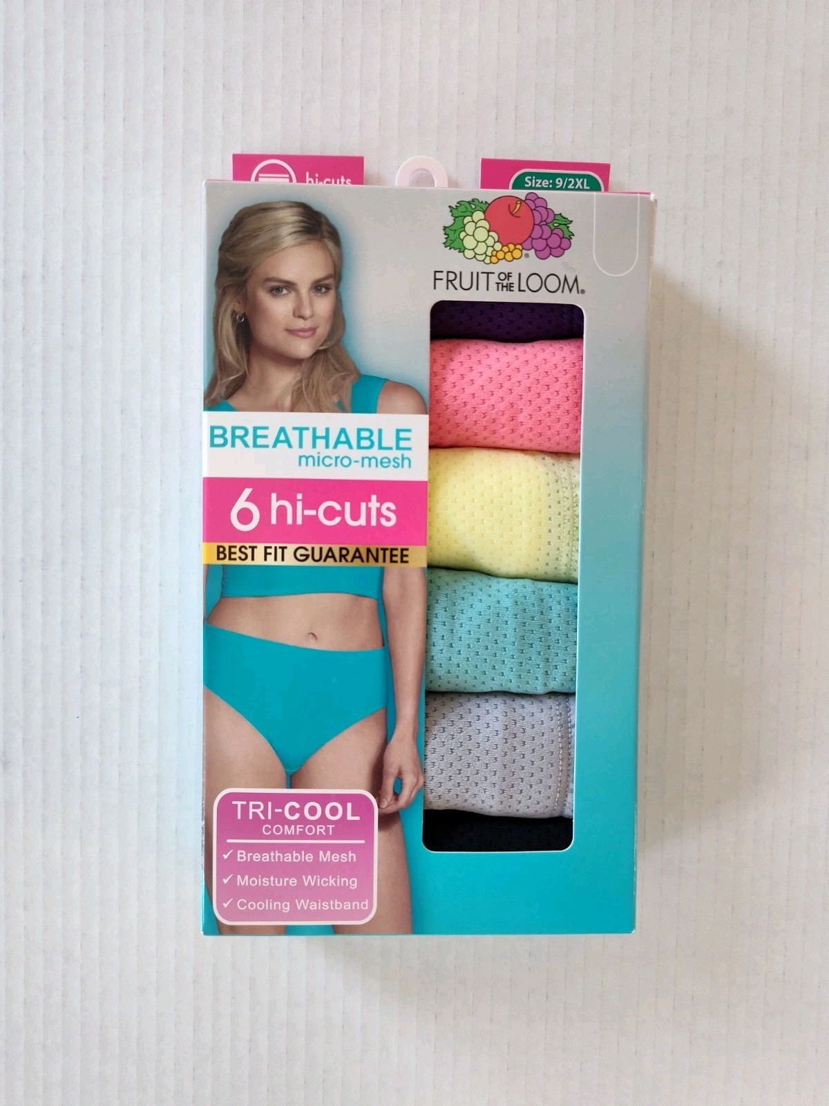 Fruit of the Loom Women’s 6 pk Breathable Micro Mesh Hi Cut Underwear Sz 2XL