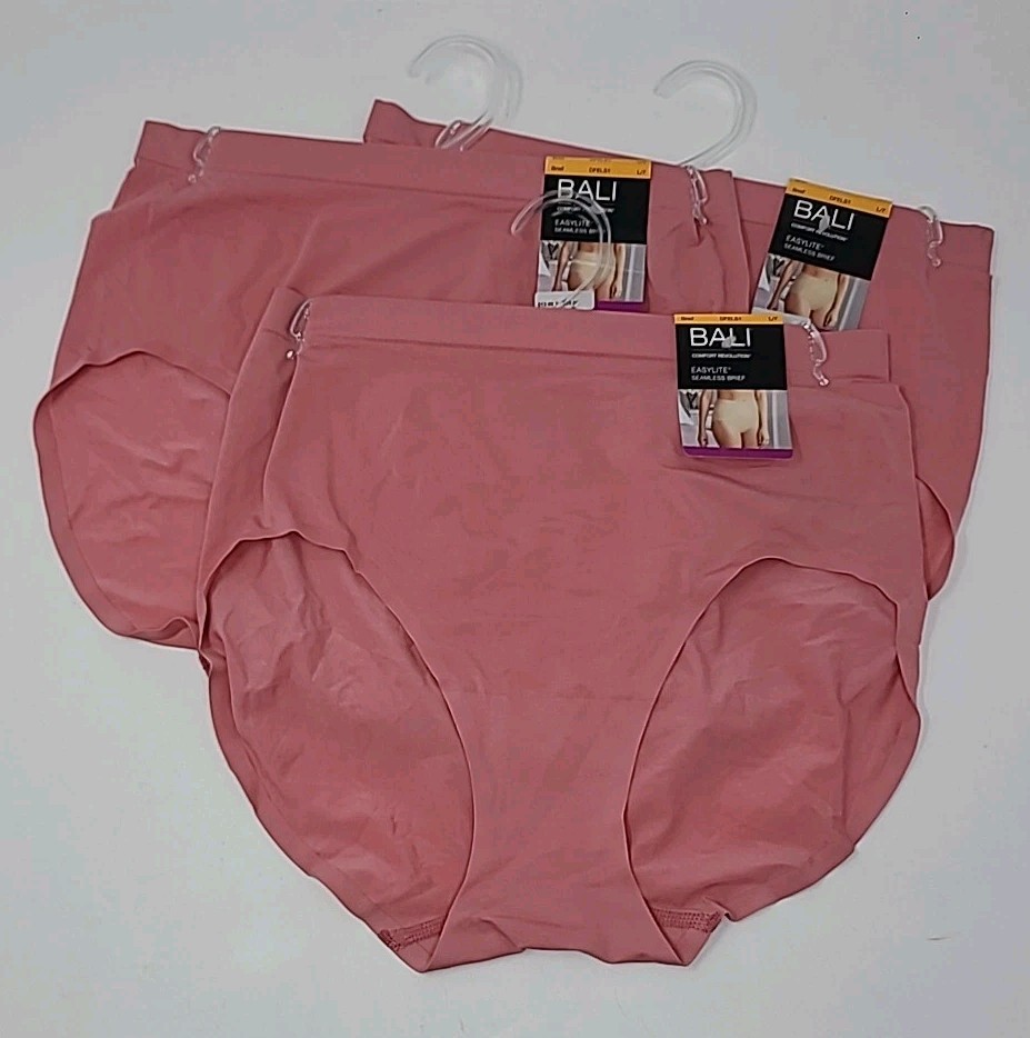 BALI COMFORT REVOLUTION® Easylite Seamless Brief Size L/7 Mauve Lot of 3 NWT