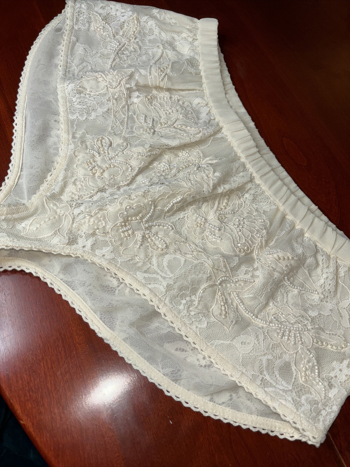 Zara Cream Color Lace Beaded Panties Large Bridal NWOT